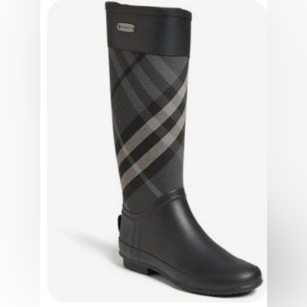 Burberry Clemence Signature Check Rain Knee Boots